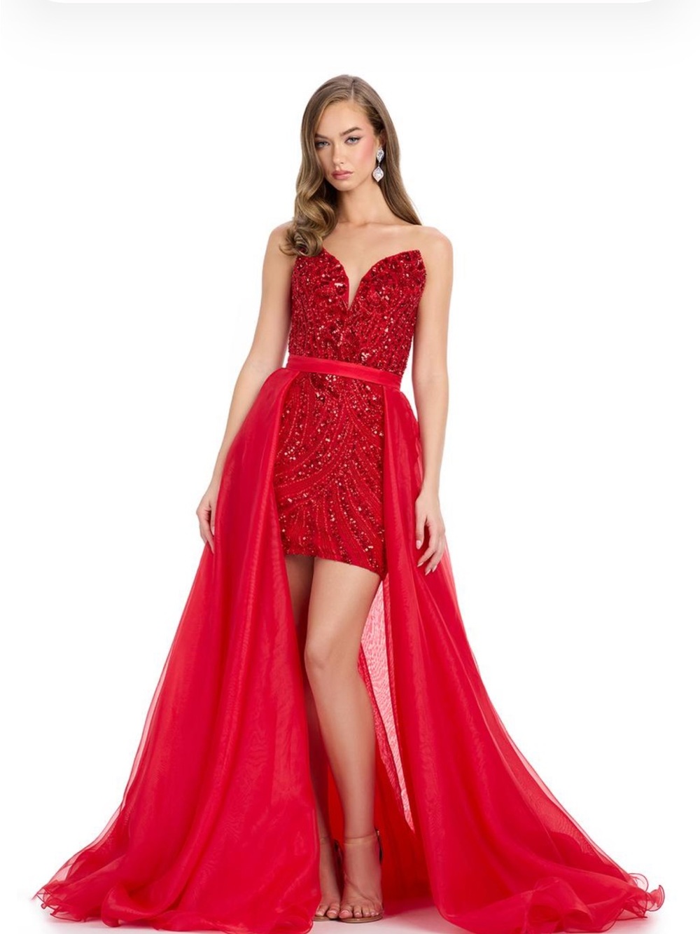 Ashley Lauren 1740 overskirt or train in red